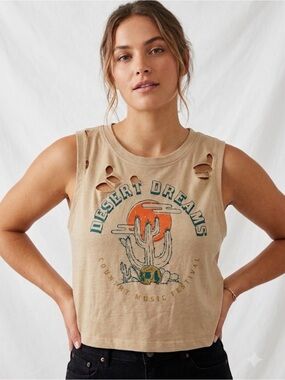 Recycle Threads Desert Dreams Country Music Festival Crop Tank L. NWOT(A724)
